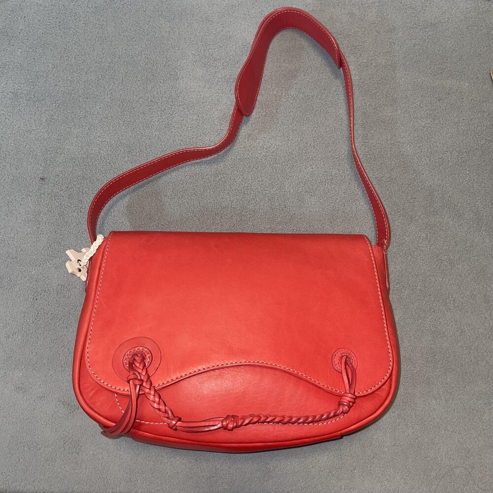 Radley Leather Shoulder Bag Womens Medium Red Polka Dot Lined Magnetic Closure